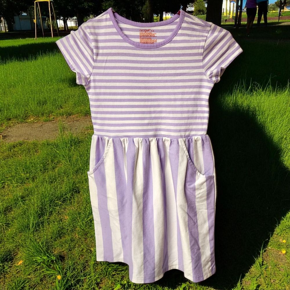 Cat & Jack Lavender and White Striped Dress